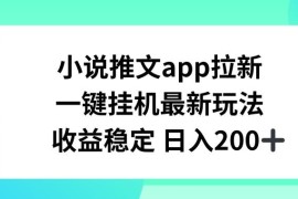 小说推文APP拉新一键挂机玩法攻略 操作简单收益稳定门槛低