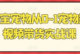 元宝宠物0-1宠物短视频带货实战课 萌宠赛道变现实操教程