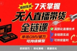 无人直播带货全链防封实战课 7天掌握高转化直播运营技巧