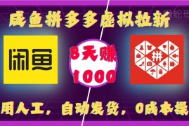闲鱼拼多多虚拟拉新0成本自动发货玩法 8天收益千元实操教程