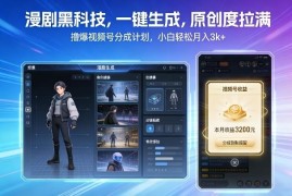 AI一键生成高原创漫剧 视频号分成计划小白低门槛变现攻略