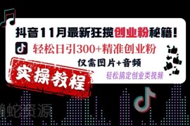 2024年11月抖音创业粉引流攻略 图片音频做视频日引300+精准粉
