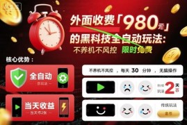 售价980元全自动无风控网赚玩法 低门槛操作收益模式揭秘