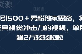 男粉引流实操全教程：剪辑美女类视频日引500粉单月盈利超2万