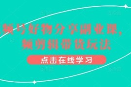 视频号好物分享怎么赚钱 剪辑带货副业实操完整教程