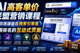 AI高客单价联盟营销课程 教你搭建获搜索排名互动页赚取高佣金