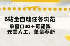 B站全自动浏览任务实操教程 可矩阵运行无需人工稳获收益