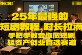 2025年短剧项目全流程实操教程 手把手教你做短剧轻资产创业