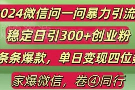 2024微信问一问引流玩法拆解 精准获创业粉实现高效变现