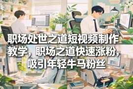 职场垂类短视频制作教学 抓年轻打工人痛点快速涨粉变现