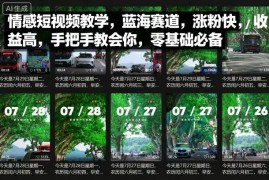 零基础情感短视频运营教学 热门赛道涨粉变现方法详解