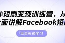 Facebook海外短剧变现全教程 从0到1学会出海短剧运营玩法