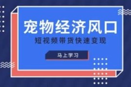 宠物赛道短视频带货变现教程 零基础学宠物账号运营赚钱方法