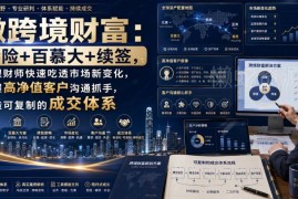 跨境财富实操课程解析 助理财师吃透市场变化打造可复制成交体系