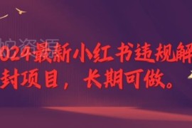 2024小红书违规解封项目详解 长期可做副业收益及实操说明