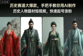 AI制作历史人物题材短视频教程 历史赛道起号涨粉全流程拆解