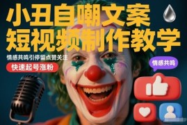 小丑自嘲文案短视频制作教程 靠情感共鸣快速起号涨粉