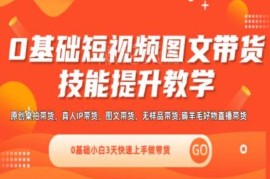 0基础短视频图文带货实操技能课 含直播视频课新手3天快速上手