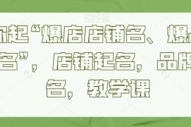店铺品牌起名教学课程 教你打造高吸引力爆店名与品牌名