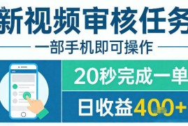 新手友好的手机视频审核副业解析 20秒完成一单低门槛易上手
