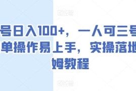 单人可运营3号单号日入100+ 低门槛副业实操全流程保姆教程