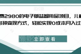 收费2980的电子版儿童益智用品项目拆解 零成本多方式变现可实操