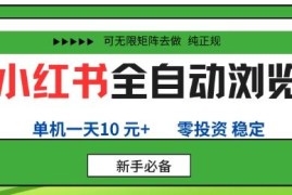 小红书全自动浏览副业项目详解 零投资手机可运营支持矩阵放大