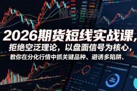 2026年期货短线实战课 以盘面信号为核心 分化行情抓品种避陷阱