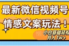 微信视频号情感文案最新玩法 小白易上手的搬运变现项目教程