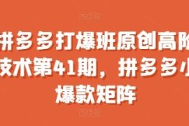 拼多多打爆班第41期高阶运营教程 小爆款矩阵搭建实操方法