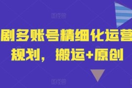 2024短剧多账号精细化运营指南 搬运与原创玩法全规划