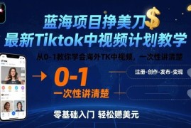 TikTok海外中视频计划0到1全流程教学 新手做TK赚美元实操指南