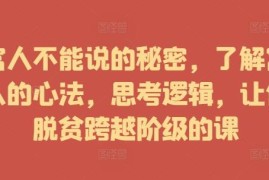 富人赚钱心法与思考逻辑课程 掌握创富方法实现阶级跨越