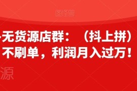 拼多多抖上拼无货源店群实操攻略 无需推广刷单落地玩法教程