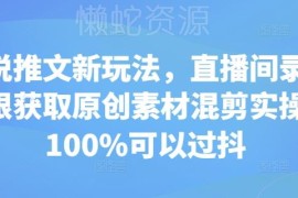 2024小说推文新玩法：直播间录屏取素材混剪过抖实操教程