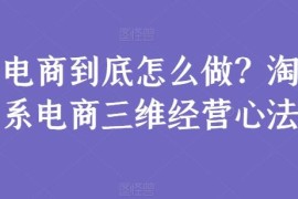 淘系电商怎么运营？三维经营心法及落地实操干货指南