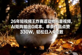 2026年动物科普短视频赛道玩法 AI矩阵零成本制作变现教程