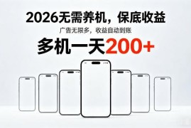2026年无需养机看广告赚钱项目 多设备操作单日收益可达200+