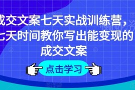 七天成交文案实战训练营 教你掌握多场景可变现文案写作技巧