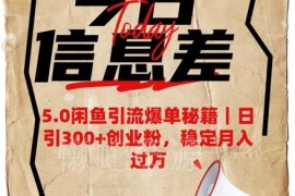 闲鱼5.0引流爆单教程 日引300+创业粉实现稳定月入过万玩法