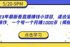 2023年看直播赚钱正规小项目 适合宝妈居家操作月入超千元