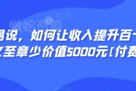 如何实现收入百十倍提升 价值5000元付费实操经验分享