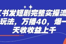 小红书短剧发布实操全流程 两种玩法万播40爆单日收益上千