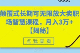 零成本运营职场智慧课程售卖项目 长期可放大月入可达3万+