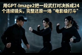 GPT-Image2实操教学：拆分武打对决为24个连续镜头还原电影级打斗