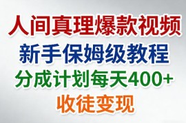 人间真理爆款视频制作保姆级教程 分成及收徒变现玩法全解