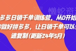 2024年10月更新拼多多运营课 从0到1打造可复制日销千单店铺