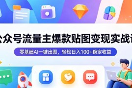 公众号流量主贴图变现实操课 零基础AI做图轻副业入门教程
