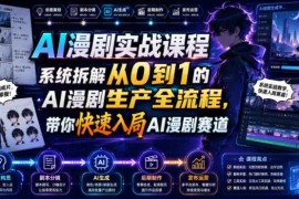 AI漫剧全流程实战课程 零基础从0到1掌握漫剧制作全步骤