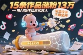 AI制作幼崽代言人短视频实操教程 15条作品涨粉13W单号月入5位数